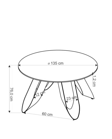 Stół okrągły Giovani, 135/135/76 cm, zielony marmur, czarne metalowe nogi, HALMAR Stół okrągły Giovani, 135/135/76 cm, zielony marmur, czarne metalowe nogi, HALMAR