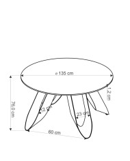 Stół okrągły Giovani, 135/135/76 cm, zielony marmur, czarne metalowe nogi, HALMAR