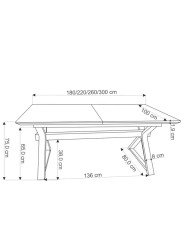 Stół prostokątny Henry, rozkładany, 180-300/100/75 cm, naturalny, metalowe czarne nogi, HALMAR