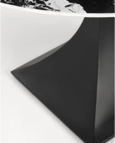 Stół kolumnowy Manuel, okrągły, 120/120/77 cm, spiek czarny marmur,  metalowa czarna noga, HALMAR Stół kolumnowy Manuel, okrągły, 120/120/77 cm, spiek czarny marmur,  metalowa czarna noga, HALMAR