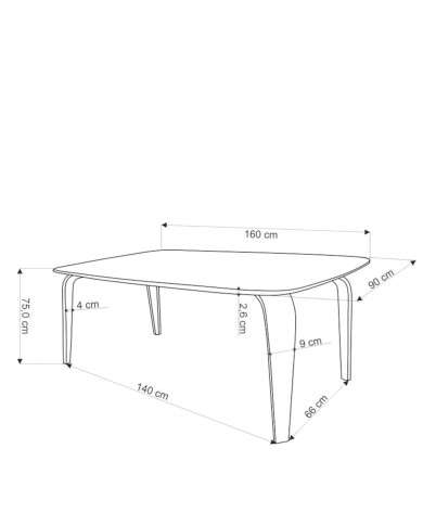 Stół prostokątny Pedro, 160/90/75 cm, orzech/czarny, HALMAR Stół prostokątny Pedro, 160/90/75 cm, orzech/czarny, HALMAR