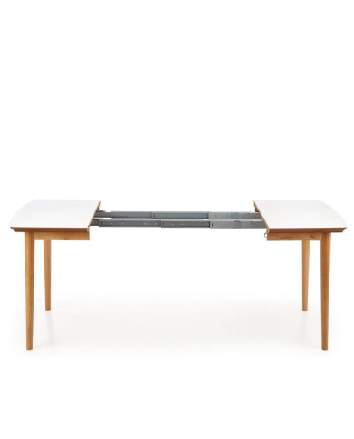 Stół kwadratowy Barret, 90-190/80/75 cm, rozkładany, biały mat, nogi drewniane dąb lefaks, HALMAR Stół kwadratowy Barret, 90-190/80/75 cm, rozkładany, biały mat, nogi drewniane dąb lefaks, HALMAR
