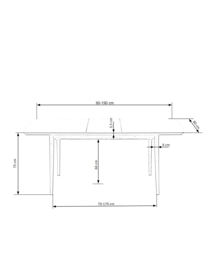 Stół Barret, dąb lefaks/biały mat, rozkładany, 90-190/80/75 cm