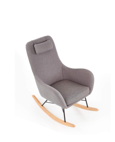Fotel bujany Botas, z funkcją kołyski, popielaty, metalowe nogi na drewnianych płozach, HALMAR Fotel bujany Botas, z funkcją kołyski, popielaty, metalowe nogi na drewnianych płozach, HALMAR