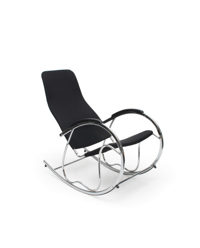 Fotel bujany Ben 2, czarna, nogi metalowe chrom, HALMAR Fotel bujany Ben 2, czarna, nogi metalowe chrom, HALMAR