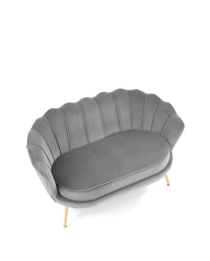 Sofa Amorinito 2 XL, pionowe przeszycia, popielata, nogi metalowe złote, HALMAR