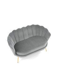 Sofa Amorinito 2 XL, pionowe przeszycia, popielata, nogi metalowe złote, HALMAR