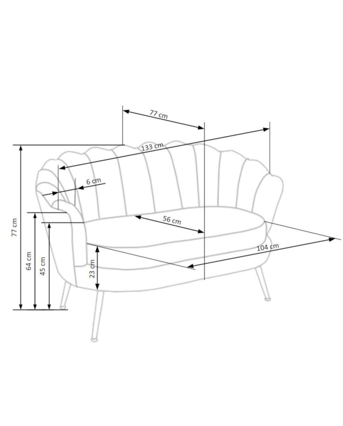 Sofa Amorinito 2 XL, pionowe przeszycia, różowa, nogi metalowe złote, HALMAR