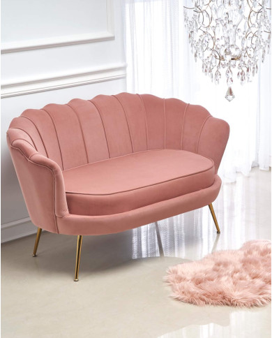 Sofa Amorinito 2 XL, pionowe przeszycia, różowa, nogi metalowe złote, HALMAR Sofa Amorinito 2 XL, pionowe przeszycia, różowa, nogi metalowe złote, HALMAR