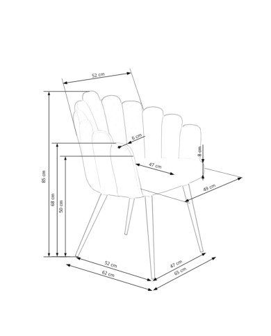 Nowoczesne krzesło z podłokietnikami K410, ciemnozielone, metalowe czarne nogi, HALMAR Nowoczesne krzesło z podłokietnikami K410, ciemnozielone, metalowe czarne nogi, HALMAR