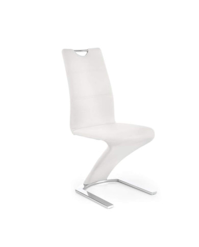 Nowoczesne, wysokie krzesło K188, białe, poziome przeszycia, chromowana podstawa, HALMAR Nowoczesne, wysokie krzesło K188, białe, poziome przeszycia, chromowana podstawa, HALMAR