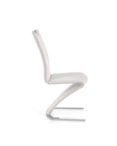 Nowoczesne, wysokie krzesło K188, białe, poziome przeszycia, chromowana podstawa, HALMAR Nowoczesne, wysokie krzesło K188, białe, poziome przeszycia, chromowana podstawa, HALMAR