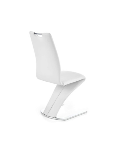 Nowoczesne, wysokie krzesło K188, białe, poziome przeszycia, chromowana podstawa, HALMAR Nowoczesne, wysokie krzesło K188, białe, poziome przeszycia, chromowana podstawa, HALMAR