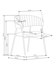 Nowoczesne krzesło z podłokietnikami K426, ciemnozielone, zaoblone i przeszywane oparcie, metalowe czarne nogi, HALMAR