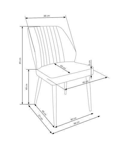 Nowoczesne krzesło K432, zielone, ozdobne przeszycia, metalowe czarne nogi, HALMAR Nowoczesne krzesło K432, zielone, ozdobne przeszycia, metalowe czarne nogi, HALMAR