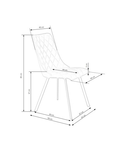Nowoczesne krzesło K450, cynamonowe, dekoracyjne przeszycia, metalowe czarne nogi, HALMAR Nowoczesne krzesło K450, cynamonowe, dekoracyjne przeszycia, metalowe czarne nogi, HALMAR