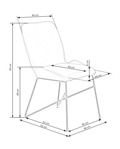 Nowoczesne krzesło K454, popielate, gładkie, czarny metalowy stelaż, HALMAR Nowoczesne krzesło K454, popielate, gładkie, czarny metalowy stelaż, HALMAR