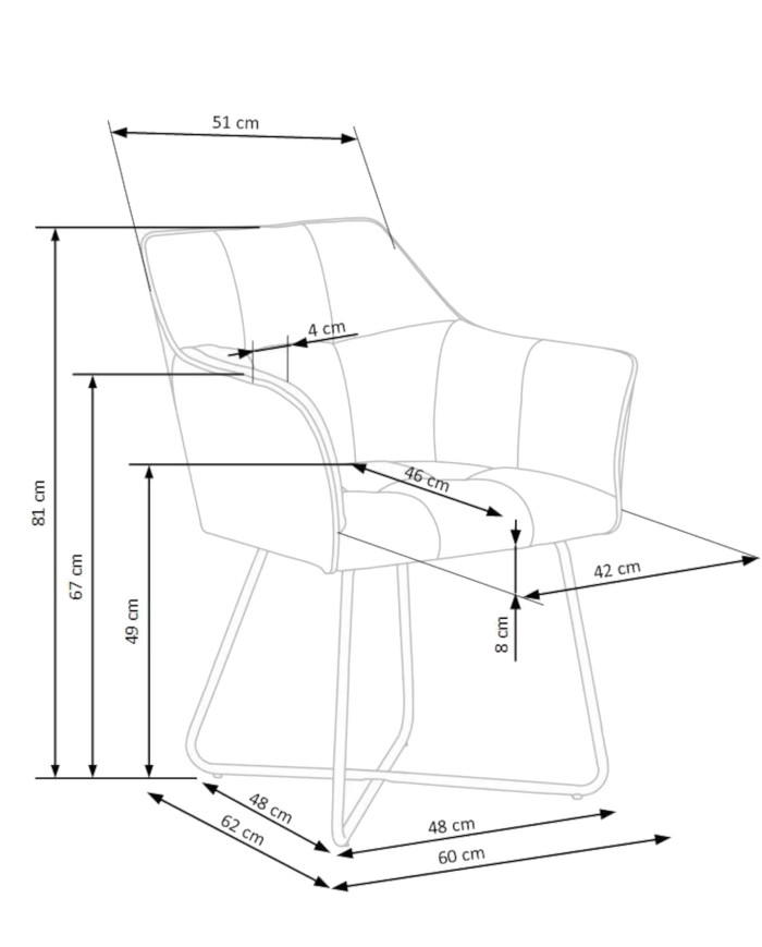 Nowoczesne krzesło z podłokietnikami K377, popielate, przeszycia i pikowania, czarny metalowy stelaż, HALMAR