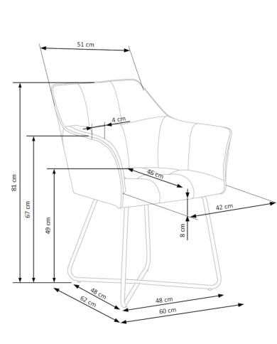 Nowoczesne krzesło z podłokietnikami K377, beżowe, przeszycia i pikowania, czarny metalowy stelaż, HALMAR Nowoczesne krzesło z podłokietnikami K377, beżowe, przeszycia i pikowania, czarny metalowy stelaż, HALMAR