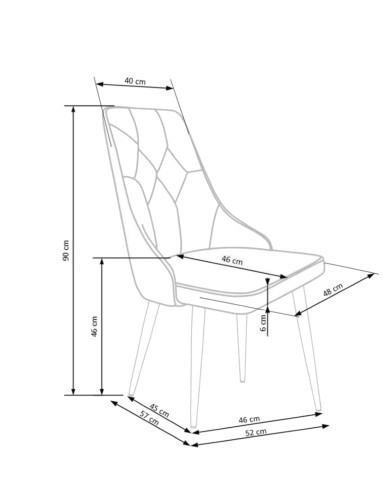 Krzesło K365, nowoczesne, wysokie, popielata tapicerka, metalowe czarne nogi, HALMAR Krzesło K365, nowoczesne, wysokie, popielata tapicerka, metalowe czarne nogi, HALMAR