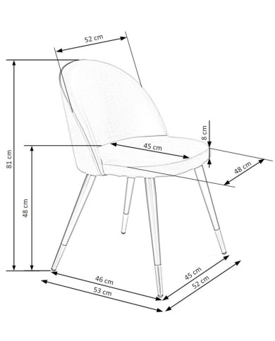 Nowoczesne krzesło K315, popielate, nogi metalowe czarno-złote, HALMAR Nowoczesne krzesło K315, popielate, nogi metalowe czarno-złote, HALMAR