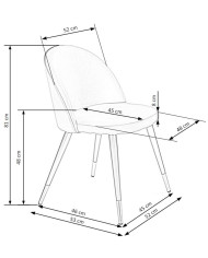 Nowoczesne krzesło K315, popielate, nogi metalowe czarno-złote, HALMAR