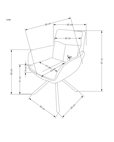 Nowoczesne krzesło K495, z podłokietnikami, obrotowe, musztardowe/czarne, dekoracyjne przeszycia, metalowe czarne nogi, HALMAR Nowoczesne krzesło K495, z podłokietnikami, obrotowe, musztardowe/czarne, dekoracyjne przeszycia, metalowe czarne nogi, HALMAR