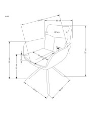 Nowoczesne krzesło K495, obrotowe, musztardowe/czarne, dekoracyjne przeszycia, metalowe czarne nogi, HALMAR