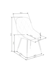 Klasyczne krzesło K437, popielate, pikowane i przeszywane oparcie, metalowe czarno-złote nogi, HALMAR