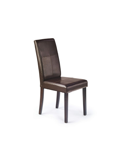 Nowoczesne krzesło Kerry Bis, ciemnobrązowe, elegancko przeszywane, drewniane nogi ciemny orzech, HALMAR Nowoczesne krzesło Kerry Bis, ciemnobrązowe, elegancko przeszywane, drewniane nogi ciemny orzech, HALMAR
