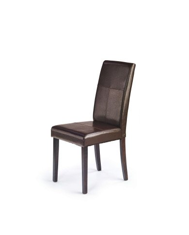 Nowoczesne krzesło Kerry Bis, ciemnobrązowe, elegancko przeszywane, drewniane nogi ciemny orzech, HALMAR Nowoczesne krzesło Kerry Bis, ciemnobrązowe, elegancko przeszywane, drewniane nogi ciemny orzech, HALMAR
