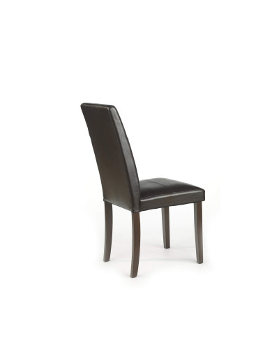 Nowoczesne krzesło Kerry Bis, ciemnobrązowe, elegancko przeszywane, drewniane nogi ciemny orzech, HALMAR Nowoczesne krzesło Kerry Bis, ciemnobrązowe, elegancko przeszywane, drewniane nogi ciemny orzech, HALMAR