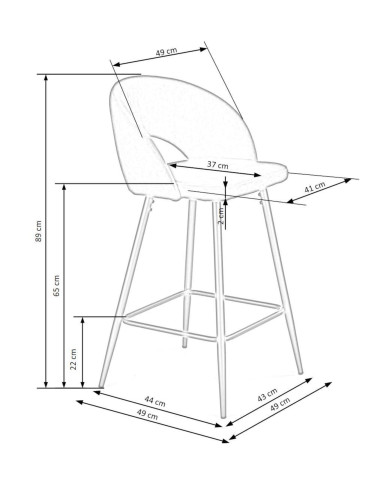 Hoker H96, popielaty, zaoblone oparcie z wycięciem, metalowe czarne nogi, HALMAR Hoker H96, popielaty, zaoblone oparcie z wycięciem, metalowe czarne nogi, HALMAR