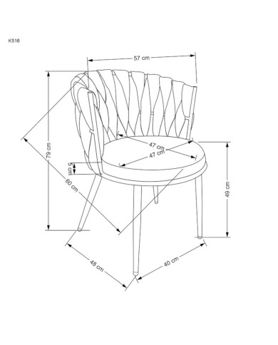 Nowoczesne krzesło z podłokietnikami K516, oliwkowe, zaplatane oparcie, czarne metalowe nogi, HALMAR Nowoczesne krzesło z podłokietnikami K516, oliwkowe, zaplatane oparcie, czarne metalowe nogi, HALMAR