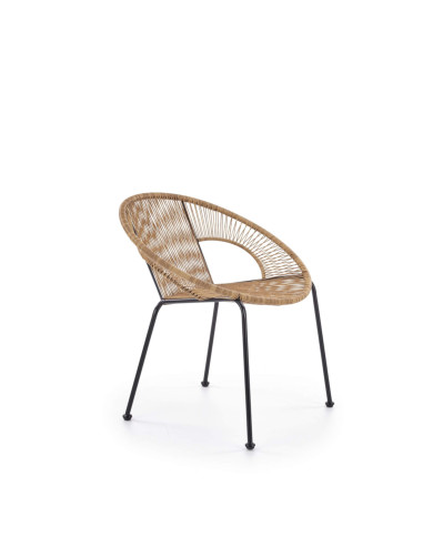 Fotel Bari, rattan naturalny, nogi metalowe czarne, HALMAR Fotel Bari, rattan naturalny, nogi metalowe czarne, HALMAR