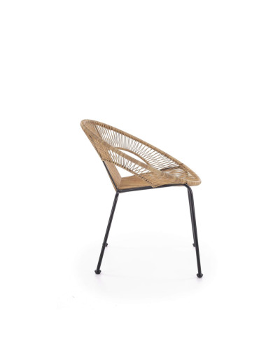 Fotel Bari, rattan naturalny, nogi metalowe czarne, HALMAR Fotel Bari, rattan naturalny, nogi metalowe czarne, HALMAR