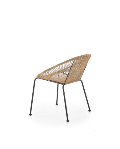 Fotel Bari, rattan naturalny, nogi metalowe czarne, HALMAR Fotel Bari, rattan naturalny, nogi metalowe czarne, HALMAR