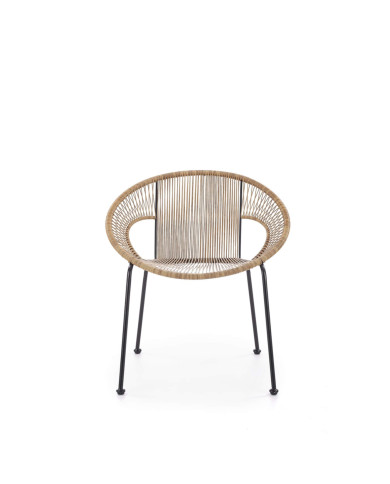 Fotel Bari, rattan naturalny, nogi metalowe czarne, HALMAR Fotel Bari, rattan naturalny, nogi metalowe czarne, HALMAR