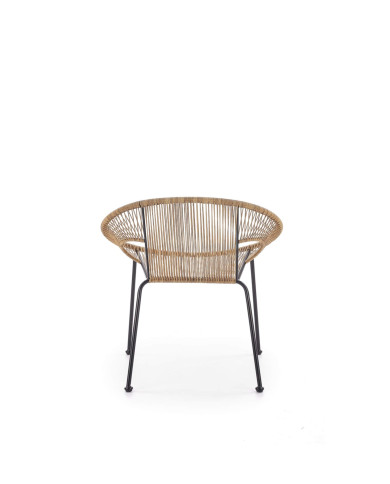 Fotel Bari, rattan naturalny, nogi metalowe czarne, HALMAR Fotel Bari, rattan naturalny, nogi metalowe czarne, HALMAR