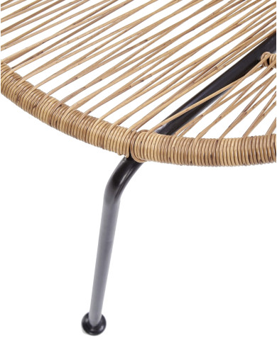 Fotel Bari, rattan naturalny, nogi metalowe czarne, HALMAR Fotel Bari, rattan naturalny, nogi metalowe czarne, HALMAR