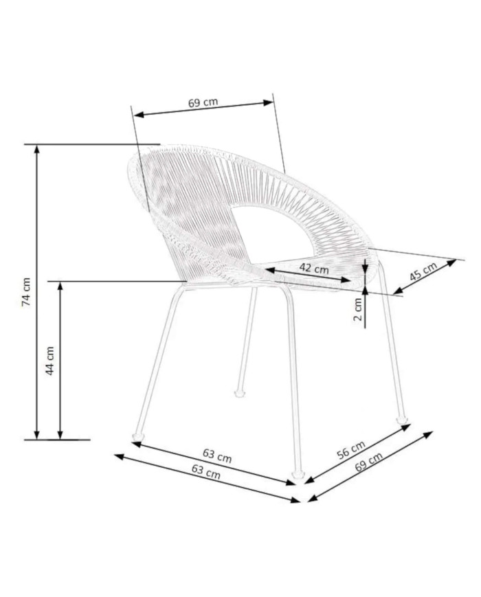 Fotel Bari, rattan naturalny, nogi metalowe czarne, HALMAR