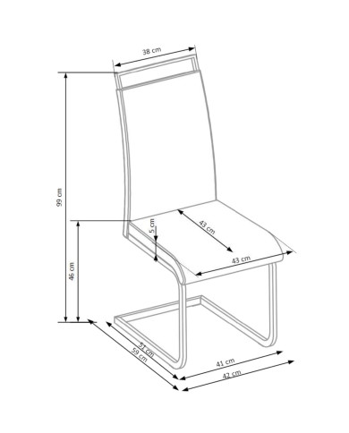 Nowoczesne krzesło z uchwytem K250, białe, gładkie, metalowa chromowana płoza, HALMAR Nowoczesne krzesło z uchwytem K250, białe, gładkie, metalowa chromowana płoza, HALMAR