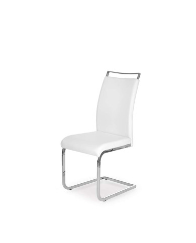 Nowoczesne krzesło z uchwytem K250, białe, gładkie, metalowa chromowana płoza, HALMAR Nowoczesne krzesło z uchwytem K250, białe, gładkie, metalowa chromowana płoza, HALMAR