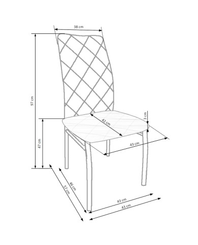 Nowoczesne krzesło K309, jasnopopielate, dekoracyjne ukośne przeszycia, metalowe chromowane nogi, HALMAR Nowoczesne krzesło K309, jasnopopielate, dekoracyjne ukośne przeszycia, metalowe chromowane nogi, HALMAR