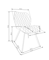 Nowoczesne krzesło K360, beżowe, dekoracyjne ukośne przeszycia, czarne metalowe nogi, HALMAR