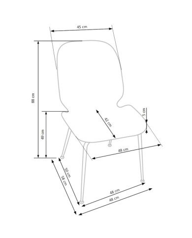 Krzesło glamour K381, popielate, gładkie, metalowe chromowane złote nogi, HALMAR Krzesło glamour K381, popielate, gładkie, metalowe chromowane złote nogi, HALMAR