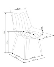 Nowoczesne krzesło K388, popielate, dekoracyjne przeszycia, nogi metalowe czarne, HALMAR