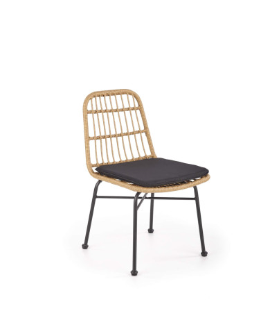 Krzesło skandynawskie K401, rattan syntetyczny, naturalne/czarne, metalowy czarny stelaż, HALMAR Krzesło skandynawskie K401, rattan syntetyczny, naturalne/czarne, metalowy czarny stelaż, HALMAR