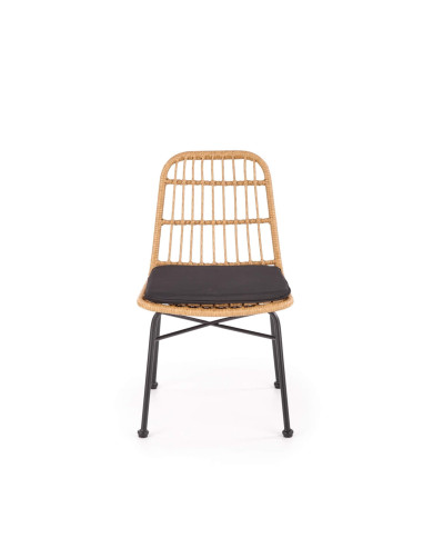 Krzesło skandynawskie K401, rattan syntetyczny, naturalne/czarne, metalowy czarny stelaż, HALMAR Krzesło skandynawskie K401, rattan syntetyczny, naturalne/czarne, metalowy czarny stelaż, HALMAR