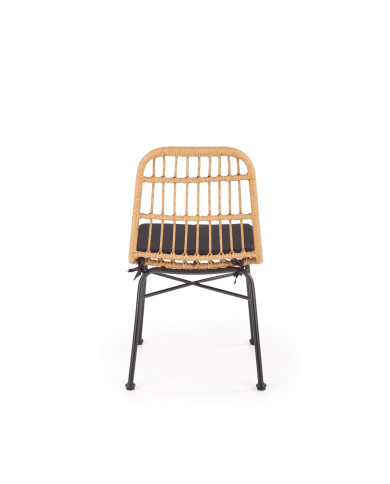 Krzesło skandynawskie K401, rattan syntetyczny, naturalne/czarne, metalowy czarny stelaż, HALMAR Krzesło skandynawskie K401, rattan syntetyczny, naturalne/czarne, metalowy czarny stelaż, HALMAR